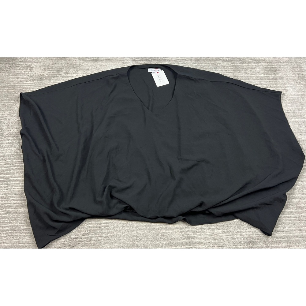 Perfectly Priscilla Top Womens 3XL Black Crazy Talk Oversized V-Neck Dolman